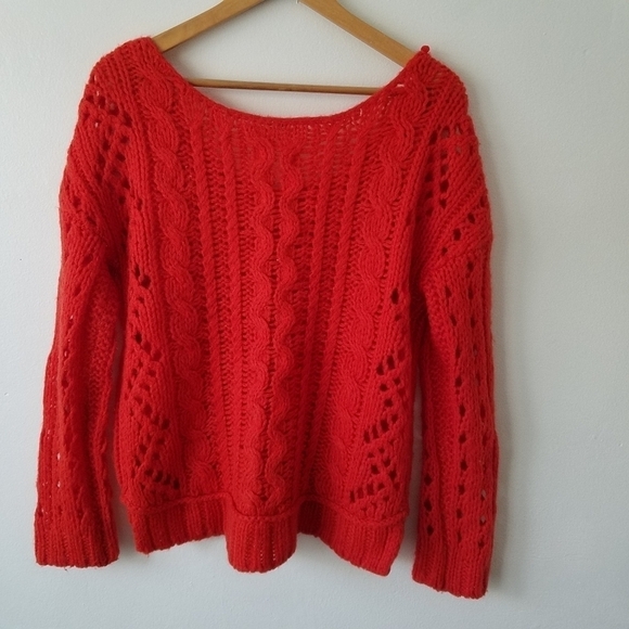 Free People Open Cable Knit Chunky Sweater Small - Picture 3 of 11